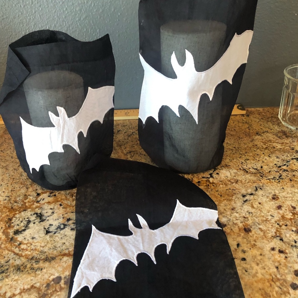 Halloween Black candle bags with white bat
